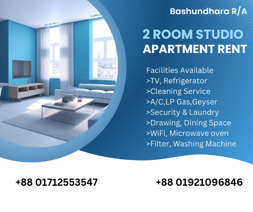 Studio Apartment with Two Room Rent In Bashundhara R/A